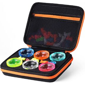 MAGICYOYO Yoyo Storage Case B01 Black with Orange Zipper, 9 inch Yoyo Balls Storage Bag with 7 holes, Yo-Yo Easy Carry Bag for All Kinds of Yoyos, Yo Yos Outdoor Equipment Protective Bag