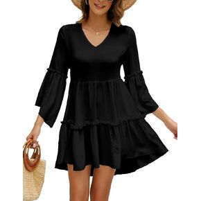 ملابس سباحة نسائية من CiCiBird برقبة على شكل V وأكمام على شكل جرس ملابس سباحة لتغطية فستان شاطئ بيبي دول صغير in Kuwait