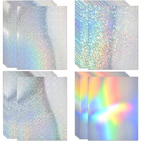 100 Metallic Card Stock Shiny Iridescent Mirror Holographic Glitter Paper Sheets Mixed Colors Foil Board Reflective Sheet for Craft Scrapbook Poster Cardboard Embossing Crafts Letter Size 8.5" x 11"