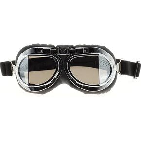 Classic Vintage Aviator Pilot Motorcycle Goggles Protective Glasses (Silver Frame/Plating Lens)