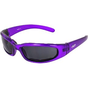 Global Vision Chicago Padded Motorcycle Sunglasses for Women Scratch-Resistant Purple Frame w/Super Dark Lens