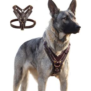 PET ARTIST Genuine Leather Dog Harness Heavy Duty Vest Soft Dog Walking Harness for Large Dogs Doberman German Shepard Rottweiler Pit