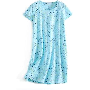 SISKIN Nightgowns for Women Cotton Sleep Shirts Womens Nightgown Short Sleeves Print Night Shirts Soft Sleepwear