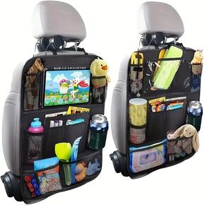 Car Backseat Organizer, Seat Pockets for Kids, Back Seat Protector, Durable Strong Straps, Touchable Tablet Holder, Easy Wash, 10 Storage Pockets, 2 Pack Set (Front Seat)