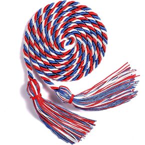 Graduation Honor Cords Tassels, 67in Polyester Yarn Graduation Ropes Cords Rayon Braided Honor Cord for Graduation Students Bachelor Master Doctoral Gown Grad Decor(Blue, Red, White)