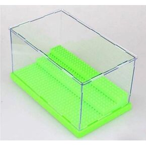 KENGEL® 10x5x6 Inch Assembly Transparent Clear Acrylic Display Dustproof Protection 3 Steps Showcase Case Box Black Base for Lego Minifigures Brick Building Block(Green)