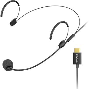 Cubilux USB C Headworn Microphone, Type C Headset MIC, USB C MIC with Ear Hook for iPhone 15 Pro Max, Samsung, Pixel, Android Phone Tablet Laptop Computer, Skype, Zoom, Teams, Online Meeting, 6 FT