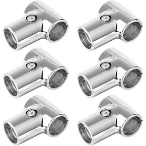 eoere 6 Sets 1-1/4" x 1-1/4" O.D. Tee Pipe Fitting Reducing Tee Socket, T Pipe Clamp Connector Chain Link Fence Clamp, Aluminum Alloy Tee Chain Link Fence End Rails Clamps