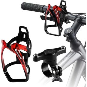 Chemini Bike Water Bottle Holder Universal Lightweight PC Plastic with Mounting Screws 360° Rotatable Adaptors Bracket Mountain Bicycle,Motorcycle-Black
