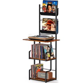 Record Player Stand with Vinyl Record Storage, Vinyl Record Player Table with Viny Record Holder, Vinyl Record Player Stand with Record Storage, Turntable Stand with Vinyl Display Shelf