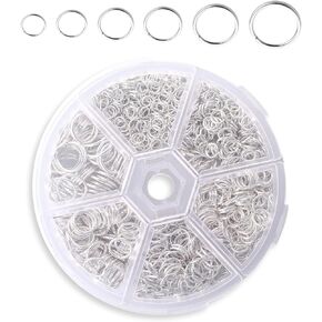 1000pcs Open Jump Rings[4mm - 10mm], Silver Metal O-Ring, 6 Sizes Plated Round Ring Connectors, Jump Rings for Jewelry, Lobster Clasps for Jewelry Making Supplies