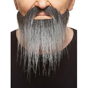 Mustaches Self Adhesive, Novelty, Long Boxed Fake Beard, False Facial Hair, Costume Accessory for Adults, Salt and Pepper Color