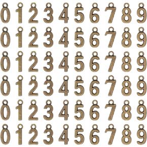 Honbay 100PCS Number 0~9 Pendants Figures 0-9 Charms Arabic Numerals 0-9 Pendants Bead Charms Alloy Number Charms Pendants for Keychains Bracelets Necklaces Jewelry Making and DIY Crafts