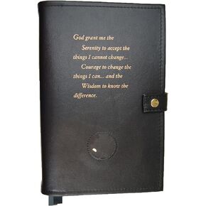 Culver Enterprises Paperback GIANT PRINT Deluxe Double Alcoholics Anonymous AA Big Book & 12 Steps & 12 Traditions Book Cover Coin Holder Black