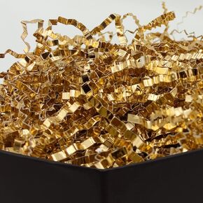 1/2 LB Gold Crinkle Cut Paper Shred Filler Metallic Gold Crinkle Paper Confetti Easter Raffia Tissue Craft for Wedding Packaging Gift Wrapping Boxes