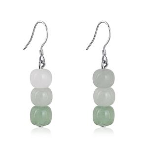 925 Sterling Silver Jade Drop Dangle Earrings Green Jade Earrings for Women Trendy Simple Jade Jewelry for Gift