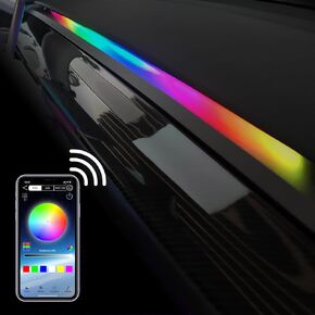 أضواء نيون داخلية لطراز تسلا 3/Y 2021 2022 2023 وطراز Y 2024 ملحقات تسلا شريط LED مجموعات الإضاءة المحيطة التحكم في التطبيق تشغيل/إيقاف تلقائي للوحة قيادة تسلا in Kuwait