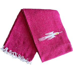 Hot Pink Thunderbird Heavyweight Blanket- Made for Yoga! Hand Made Mexican Blanket (Acrylic Blend, XL)