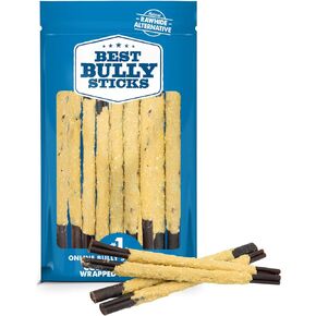 Best Bully Sticks All Natural Dog Chews - 12 Inch Cheese Wrapped Beef Collagen Sticks - USA Baked & Packed - Highly Digestible, Limited Ingredient, Rawhide Alternative Dog Chew - 10 Pack