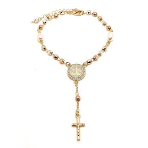 Saint Benedict Bracelet, Rosary Bracelet, Women Bracelet, Catholic Bracelet, St Benedict Bracelets, St Benedict Medal, Rosary Bracelet for Women, Cross Bracelet, Gold Plated Rosary Cross Bracelet