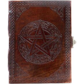 Handmade Leather Pentagon Journal/Writing Notebook Diary/Bound Daily Notepad for Men & Women Unlined Paper Medium, Writing pad for Artist, Sketch Brown (Black)