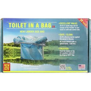 Cleanwaste Toilet-in-a-Bag 30 Pack - D430W30