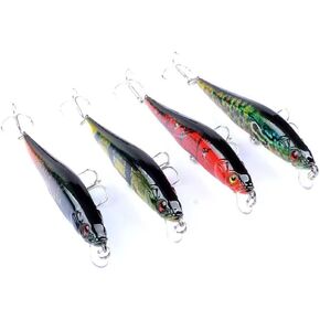 4 Pcs Fishing Lures Hard Minnow Bait Plugs Topwater Crankbait Lures Set for Bass Trout Walleye Salmon Redfish-46
