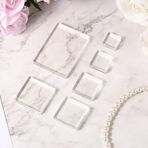 6pcs Acrylic Blocks, Clear Stamp Block Acrylic Display Jewelry Stands Acrylic Pedestal Blocks Ring Showcase Holder Base Photography Props for Wedding Scrapbooking Crafts