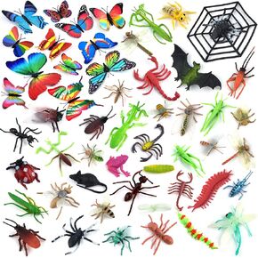 Coopay 51 Pieces Plastic Insect Assorted Insect Bugs Includes Multicolored Lifelike Butterfly for Education, Insect Themed Party, Halloween and Birthday Gifts