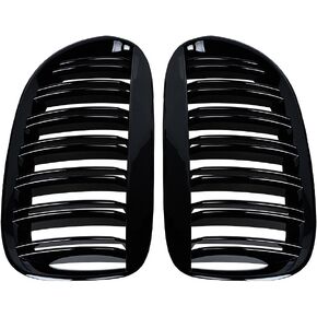 Astra Depot Compatible with 2004-2010 BMW E63 E64 650i 650Ci 645Ci M6 2-Door Glossy Black Kidney Grille Double Line