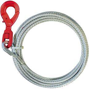 VULCAN Winch Cable - Self-Locking Swivel Hook - Galvanized Steel Core - 3/8 Inch x 50 Foot - 14,000 Lbs. Minimum Breaking Strength