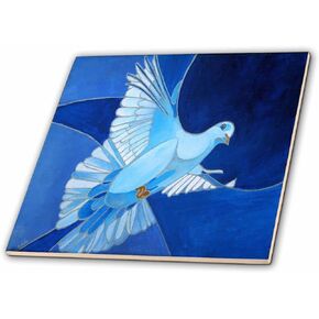 3dRose ct_128459_4 Dove The Peace Dove is a Common Christian Symbol of The Holy Spirit Ceramic Tile, 12-Inch