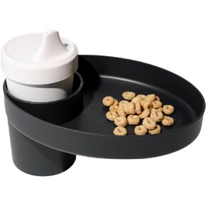 My Travel Tray Oval, USA made. Extend your current cup holder to hold a CUP PLUS A TRAY for snacks, toys and accessories. Use in a Car Seat, Booster, Stroller, Golf Cart, Outdoor Chair. (Pirate Black)