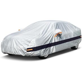Holthy 10 Layers Car Cover Custom Fit for Toyota Sienna (1997-2024) Waterproof All Weather for Automobiles, Outdoor Full Cover Rain Sun UV Protection with Zipper Cotton.Silver