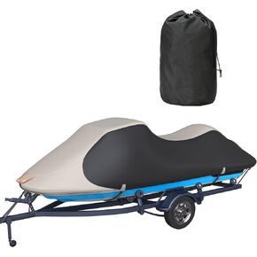 Tuszom 900D 100% Waterproof Jet Ski Cover with Motor Cover Trailerable Seadoo Cover, Waterproof Jetski Cover, PWC Cover Fits from 136"-145"(3 Seater) Seadoo, Yamaha