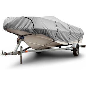 Budge B-300-X3 300 Denier V-Hull Runabout/Bass Boat Cover Gray 16'-18' Long (Beam Width Up to 90") Lightweight, Waterproof, UV Resistant