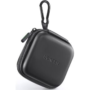 UGREEN Earbud Case, Waterproof Earphone Case Pouch Compatible with AirPods Pro Headphone Case Holder with Stainless Steel Carabiner, for Headphones, Earbuds, SD Memory Card, Camera Chips, Black