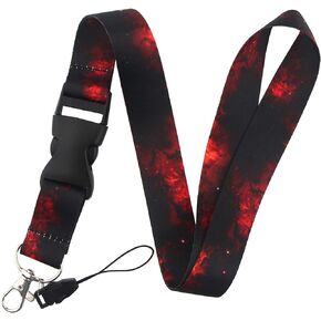 DMLSKY Black Red Lanyard for Keys Keychain ID Badge Holder with Safe Removable Black Buckle & Metal Spring Clip Cool for Guy Adult Teen