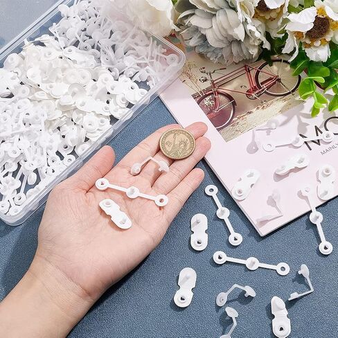 NBEADS 200 Pcs Plastic Snap Button, Keychain Connector Tab Snap Clip Button Fastener Wristbands for Wristbands Raincoats Stationery Clothing, Black/White in Saudi Arabia