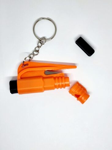 THE LITTLE BLACK BOCKS Emergency Car Window Breaker 3 in 1 seatbelt cutter glass breaker whistle keychain, Keychain tool, Car must haves, Car emergency tool, Rescue tool, escape tool (1, Orange 3in1) in Saudi Arabia