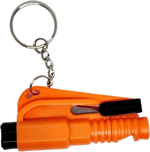 THE LITTLE BLACK BOCKS Emergency Car Window Breaker 3 in 1 seatbelt cutter glass breaker whistle keychain, Keychain tool, Car must haves, Car emergency tool, Rescue tool, escape tool (1, Orange 3in1) in Saudi Arabia
