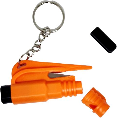 THE LITTLE BLACK BOCKS Emergency Car Window Breaker 3 in 1 seatbelt cutter glass breaker whistle keychain, Keychain tool, Car must haves, Car emergency tool, Rescue tool, escape tool (1, Orange 3in1) in Saudi Arabia