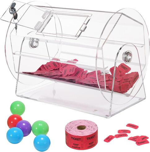 VEVOR Raffle Drum,Holds 2500 Tickets or 100 Ping Pong Balls, Metal Lottery Spinning Drawing with Wooden Turning Handle,11.6 x Ø7.48 inch Brass Plated Raffle Ticket Spinning Cage, for Bingo Ballot Pa in Saudi Arabia