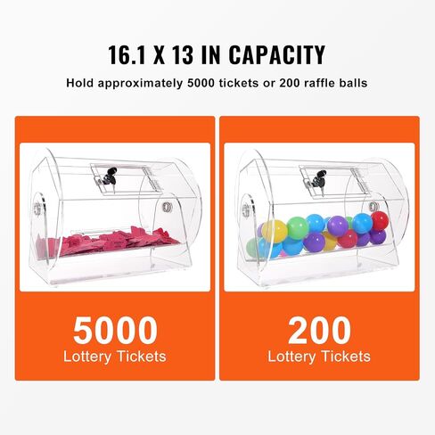 VEVOR Raffle Drum,Holds 2500 Tickets or 100 Ping Pong Balls, Metal Lottery Spinning Drawing with Wooden Turning Handle,11.6 x Ø7.48 inch Brass Plated Raffle Ticket Spinning Cage, for Bingo Ballot Pa in Saudi Arabia