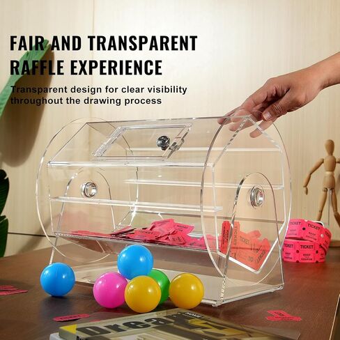 VEVOR Raffle Drum,Holds 2500 Tickets or 100 Ping Pong Balls, Metal Lottery Spinning Drawing with Wooden Turning Handle,11.6 x Ø7.48 inch Brass Plated Raffle Ticket Spinning Cage, for Bingo Ballot Pa in Saudi Arabia