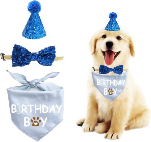 Dog Birthday Bandana， Dog Birthday Hat Dog Birthday Gift Birthday Hat for Dog Dog Bow Tie Dog Birthday Party Supplies Dog Birthday Party(Large) in Kuwait