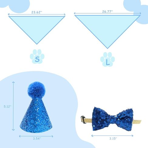 Dog Birthday Bandana， Dog Birthday Hat Dog Birthday Gift Birthday Hat for Dog Dog Bow Tie Dog Birthday Party Supplies Dog Birthday Party(Large) in Kuwait