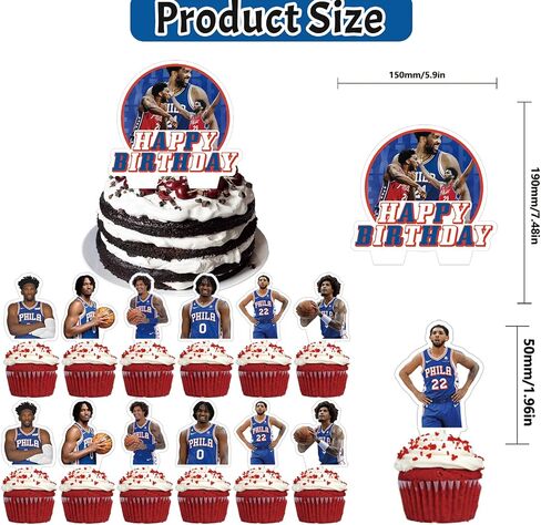For Philadelphia Complete Basketball Celebration Pack: For 76ers Festive Birthday Decor with Banner, Cake & Cupcake Toppers, Balloons - Perfect for Kids & Adults in Saudi Arabia