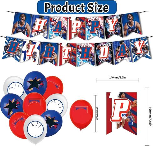 For Philadelphia Complete Basketball Celebration Pack: For 76ers Festive Birthday Decor with Banner, Cake & Cupcake Toppers, Balloons - Perfect for Kids & Adults in Saudi Arabia