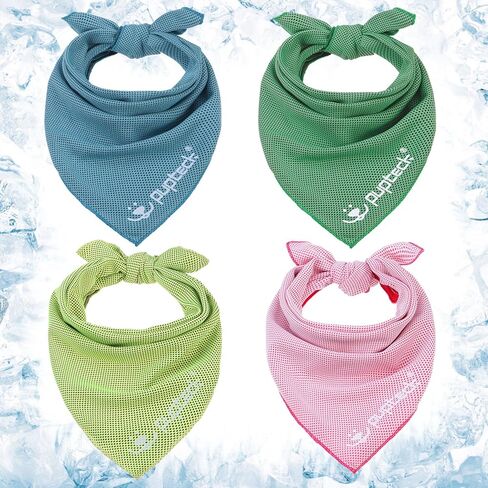 PUPTECK الكلب باندانا التبريد للصيف الحار، 4 حزمة الربيع القط الحيوانات الأليفة وشاح مناشف التبريد الفورية، الجليد الرقبة برودة يلتف للكلاب الصغيرة والمتوسطة الكبيرة in Kuwait